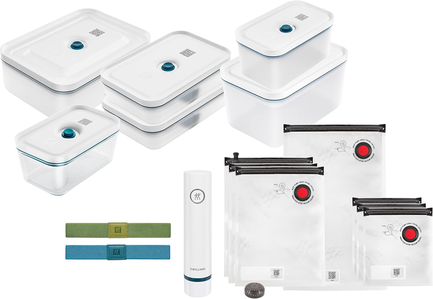 ست ظروف وکیوم 16 پارچه زولینگ آلمان | جنس پلاستیک درب سفید | مدل ZWILLING Family Set Fresh Save